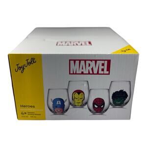 Marvel Heroes Joy Jolt Stemless Drinking Glasses Set of 4 NEW